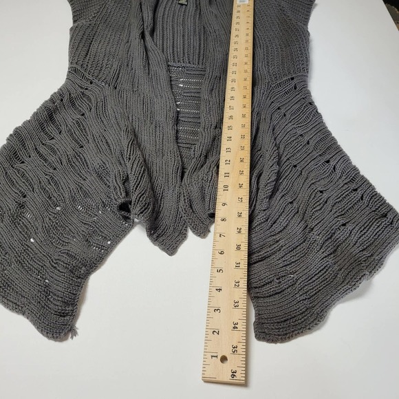 Pure Women's Hand Knit Open Front Cardigan Sweater Dark Gray Size XS - Picture 8 of 12